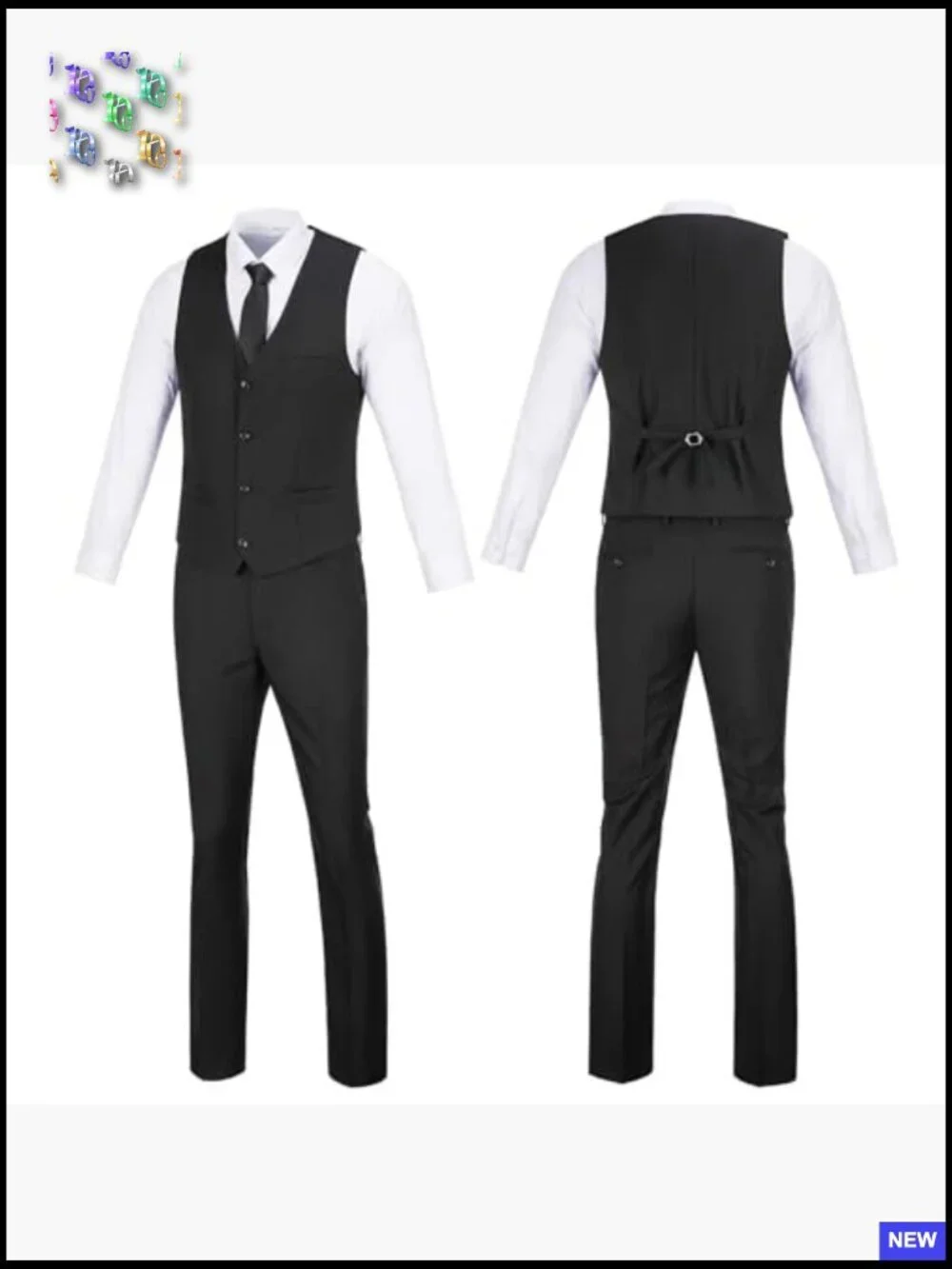 Slim Fit Two Piece Suit Set Vest Pants Formal Elegant Wedding Prom Tuxedo